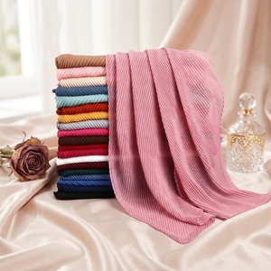 Nouvelle Écharpe Longue Légère et Respirante en Polyester et Coton Froissé, Élégante, pour Femmes Musulmanes, Toutes Saisons - Product Image 1