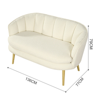 Chaise de loisirs en molleton d'agneau touffeté de style crème simple salon 2 places canapé en bois confortable incurvé semi-circulaire appartements