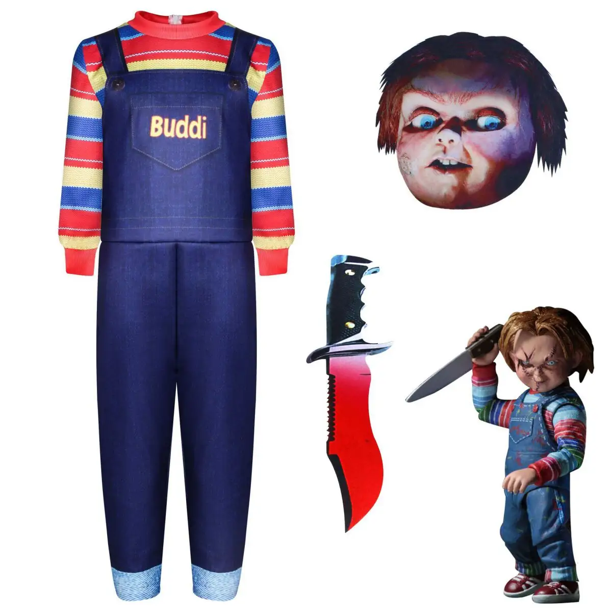 Kind Spelen Peuter Chucky Kostuum Voor Peuter Kids Halloween Jumpsuit Midi Jurk Voor Party Show Tv & Movie Kostuums