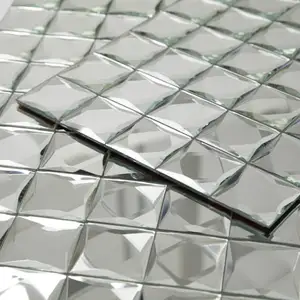 مرآة خاصة من الماس والكريستال الفضي والزجاج فسيفساء Tile12 X 12 بوصة