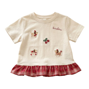 Child Star Circle Girls Embroidered Short Sleeve Top With Ruffle Hem Breathable Cartoon Design For Kids - Product Image 5
