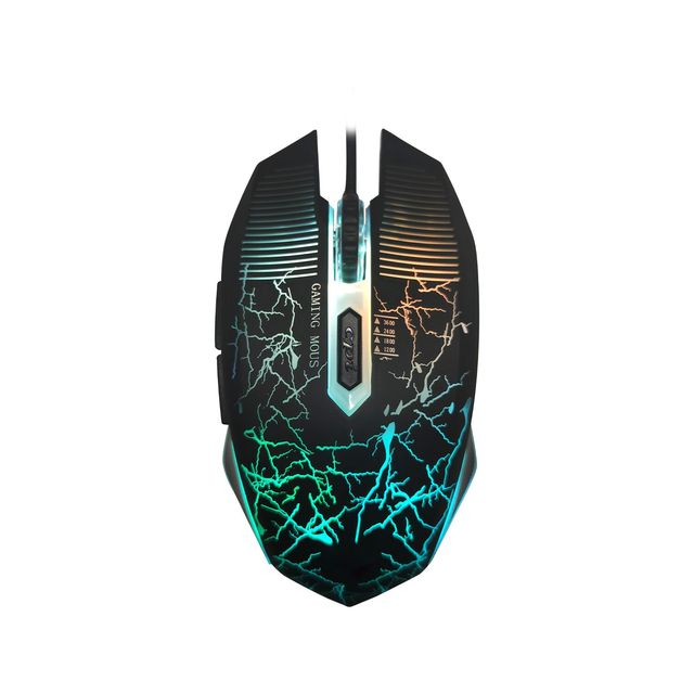 Ergonomic 6D 3600DPI USB Split Breathing LED Optical Wired Gaming Mouse with 5 Buttons for Both-Handed Gamers