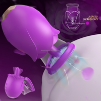 Tragbarer Rosen-Saugvibrator 3-in-1 Klitoris- und Brustwarzen-Stimulator Wasserdichtes Romantisches Sexspielzeug