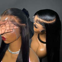 Wig Rambut Asli Vietnam 100% Tanpa Proses Kimia, Wig Rambut Asli HD Transparent Lace Frontal, Wig Rambut Asli Tanpa Lem Siap Pakai
