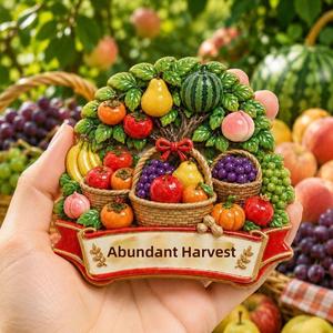 Autocollant 3D pour réfrigérateur en forme d'<span class=keywords><strong>arbre</strong></span> fruitier pour une récolte abondante, cinq céréales en abondance et légumes en résine magnétique - Product Image 2