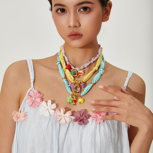 Collier tendance avec pendentif lettre, chaîne de <span class=keywords><strong>pull</strong></span> en perles <span class=keywords><strong>et</strong></span> chaîne en corde - Product Image 1