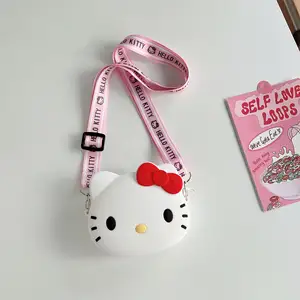 Lovely Cute Silicone Crossbody Bag Cartoon Kawaii Kitten Cat Phone Bag Shoulder Bag Kids Coin Purse