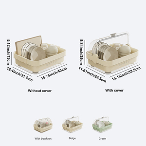 UFORU Escurridor De Platos Support De Rangement De Plaques En Plastique Avec Couvercle Plat pour Organisateur De Cuisine Égouttoir Séchoir - Product Image 4