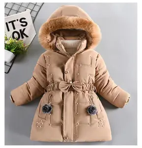 Cappotto invernale per bambini in tinta unita cappotto medio lungo per bambini per ragazze sport per il tempo libero abbigliamento in cotone imbottito piumino