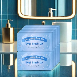 Mint Flavor Gel Oral Brush Ups Multi-Purpose Dental Care and <b>Teeth</b> <b>Whitening</b> Wipes Bag Shape for Convenient Cleaning - Product Image 2