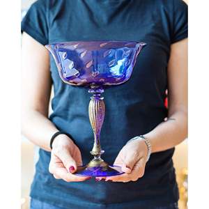 Jarrón de Vidrio Soplado Bennyudine Gabbiani Azul Dorado, Diseño Clásico de Lujo para Comedor, Sala de Estar, Fiestas, Hogar, Uso con Flores - Product Image 3