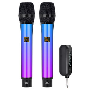 Micrófono de Karaoke inalámbrico Luces LED RGB 2 Micrófonos de solapa de mano para adultos Grabación Receptor de canto Batería incluida - Product Image 5