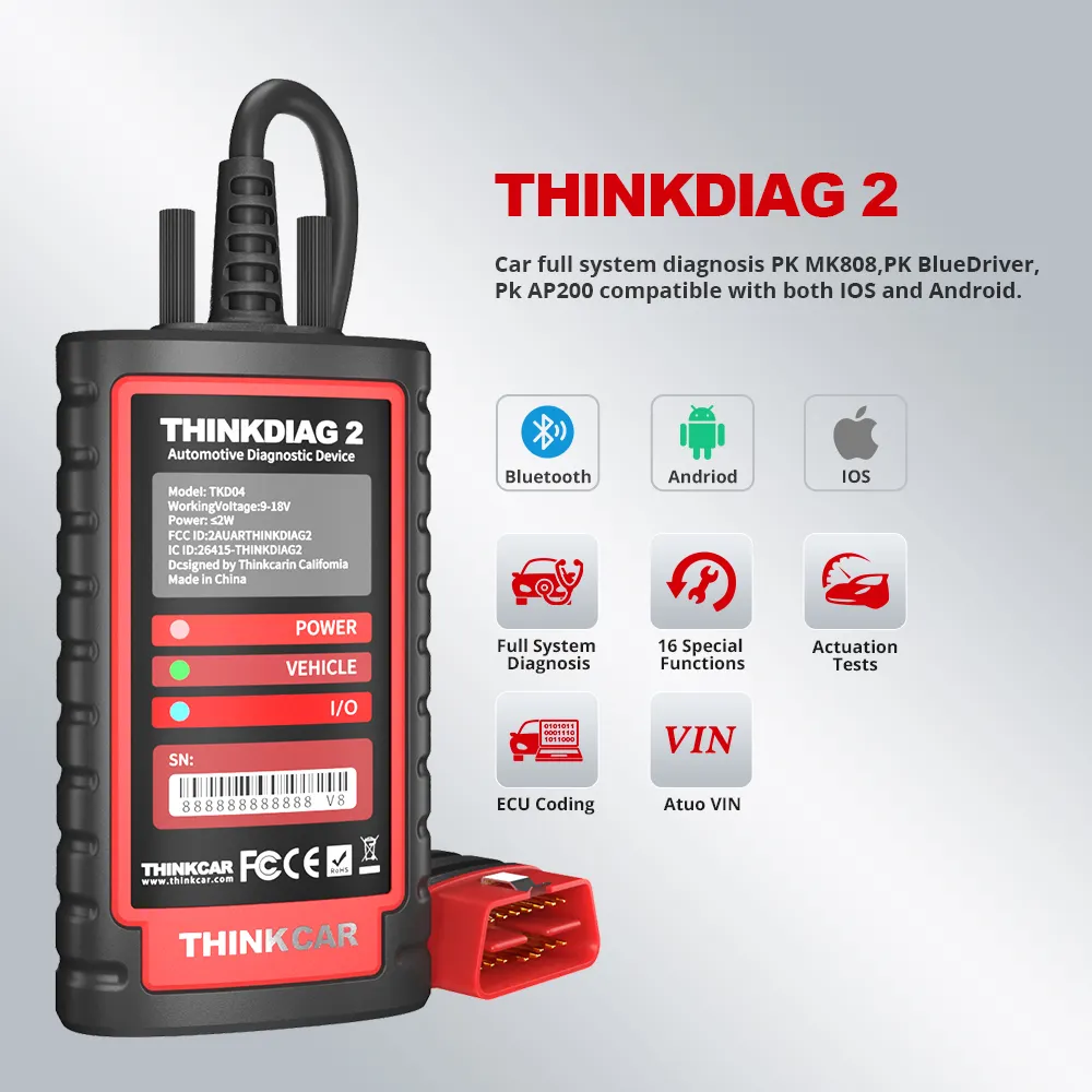 2024 Novo Produto Thinkcar Scanner Thinkdiag 2 Novo Easydiag Carro Obdii Leitor de Código Diagzon Obd2 Auto Ferramenta De Diagnóstico Para Carros