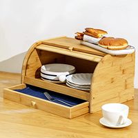 Addreen Bambou Boîte à Pain Grande Capacité Boîte de Rangement Écologique pour la Cuisine dans les Restaurants fond avec Plateau