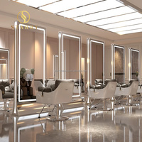Ensemble chaise de salon et miroir station de salon avec miroir avec lumière led miroir ondulé pleine longueur