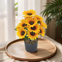Bouquet de tournesols artificiels, tige de tournesol artificielle, faux tournesol réaliste pour la décoration de la maison, des mariages et des fêtes, pot non inclus