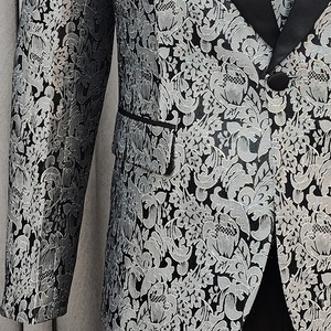 BMT05-3 Mens <b>Blazers</b> Party Jacquard Flower Slim Fit Casual Men Suit Sport Coat One <b>Button</b> Travel <b>Blazer</b> Lightweight Suit Jacket - Product Image 5