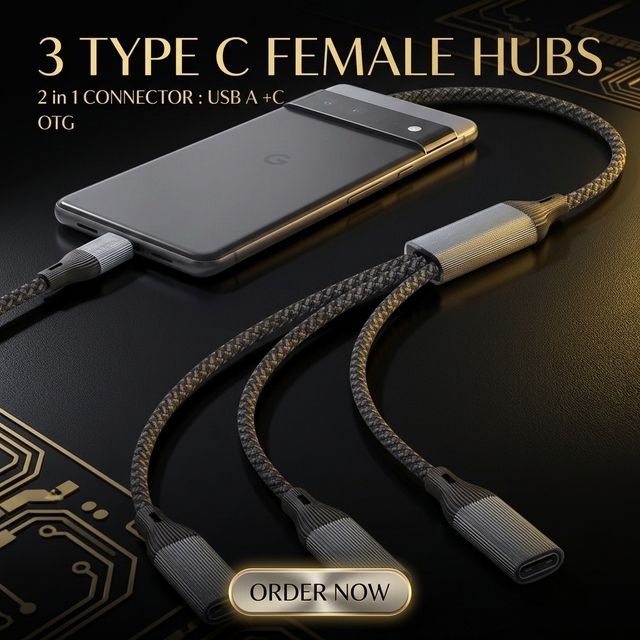 Aluminum  Alloy Metal  USB a + C  to  Type-C to C USB Splitter Hubs  OTG Phone Adapter