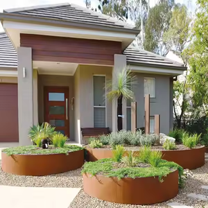 Bac à plantes en acier Corten Art Déco résistant aux intempéries pour jardinière surélevée, aménagement paysager et plantation d'arbres - Product Image 3