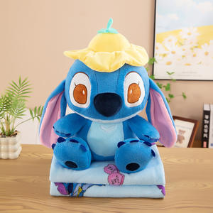 Megan grosir selimut AC gambar kartun imut Stitch mainan mewah Pink biru Lilo Stitch bantal sofa - Product Image 5