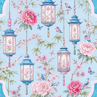 Tapis de Mahjong Blue Lantern Pavilion, pliable, design portable, impression aux couleurs vives, facile à nettoyer, pour jeux de cartes et de société