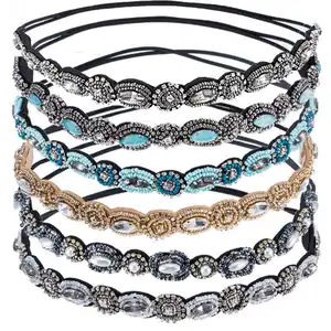 Rhinestone Beaded Fashionable Handmade Crystal Beaded Elastic Hairbands Hair Jewelry Accessories