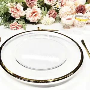 Gold Rim Clear Plate Elegante funktionale dekorative Hochzeit Glas Ladesc halen