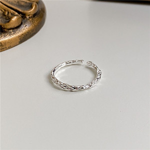 Korean INS Minimalist Silver Foil Wrinkle Texture S925 Sterling Silver <b>Thin</b> <b>Ring</b> Women’s Wholesale - Product Image 1