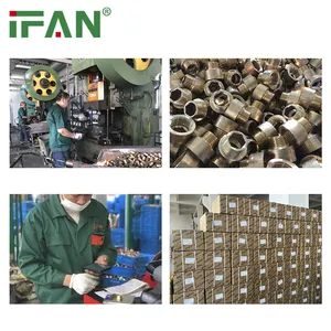 IFAN NPT Brass Thread Plumbing Fittings FF Tee Elbow Socket Copper Equal Water Pipe Connector Brass Pipe Fitting