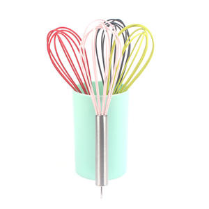 Fouet à œufs manuel en silicone de 10 pouces avec poignée en acier inoxydable, batteur à crème et beurre, vente chaude en gros - Product Image 1