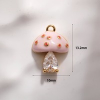 Pendentif Breloque Personnalisable DIY pour Bijoux, Plaqué Or, Émail, Zircon Cubique, Motifs Fruits, Fleurs, Champignons, Ananas