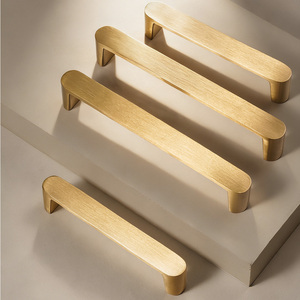 Manijas Modernas para Gabinetes de Latón Macizo, Diseño Simple, Tiradores de Armario en Oro Cepillado para Cocina - Product Image 2