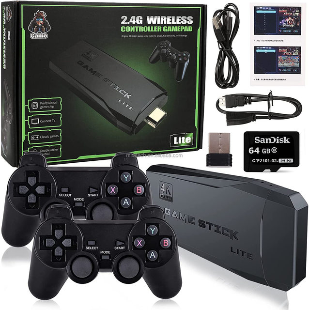 M8 Retro HD 4K TV Video Game Stick with 20000 Preloaded Games and Two Wireless Controllers for Kids & Adults to Play at Home