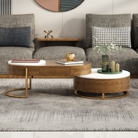 Table basse élévatrice de luxe légère combinaison d'une table à thé ovale escamotable simple et moderne pour petit salon