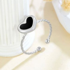 Fashion New Gold Plated Stainless Steel Classic Heart Shaped Gold Waterproof <b>Adjustable</b> <b>Rings</b> - Product Image 4