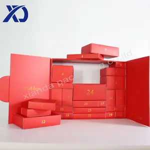 Factory price cardboard hot selling in Europe cosmetic luxury Christmas advent calendar gift box packaging