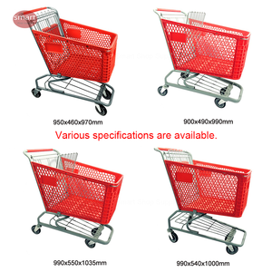 Chariot de courses en plastique personnalisable SMT à prix de gros, chariot de supermarché avec cadre métallique et roues en PU silencieuses - Product Image 4