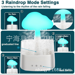 Raindrop Aromatherapy Diffuser With Colorful Night Light And Spill Resistant Design For Home Bedroom Use - Product Image 3