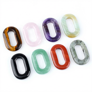 จี้หินกึ่งมีค่ารูปวงรีขนาด 38*23 มม. แบบ O-ring คริสตัลหยกแกะสลักรูปไข่รูใหญ่ สร้อยคอ เครื่องประดับสำหรับสวมใส่ ลดราคา - Product Image 3