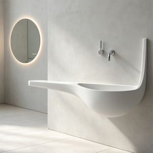 Lavabo en pierre artificielle imperméable, adapté aux appartements, aux hôtels familiaux et aux salles <span class=keywords><strong>de</strong></span> <span class=keywords><strong>bain</strong></span>, lavabos muraux - Product Image 4