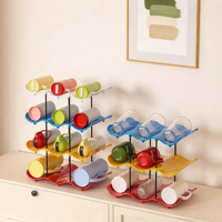 Organisateur de tasses en métal multicouche à forme ondulée, design minimaliste portable pour rangement sur table à la maison