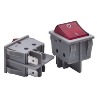 Interrupteur à bascule carré rouge 16A 250V / 20A 125V AC DPST ON-OFF avec voyant lumineux pour équipement et équipement médical R210-1C5L-AR1-NWC
