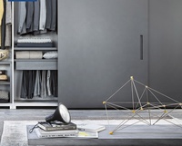 CBMMart Free Design Portes coulissantes personnalisées Armoire en bois gris pour le rangement des vêtements et des sacs