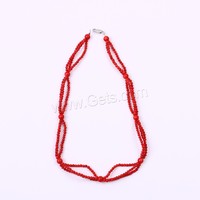 Collier en corail naturel fait à la main, collier en corail rouge à 3 brins