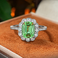 Cincin Pertunangan Perak S925 Berlian Hasil Laboratorium Bentuk Persegi Panjang Zamrud Mewah Ringan Hadiah untuk Pacar Aksesoris