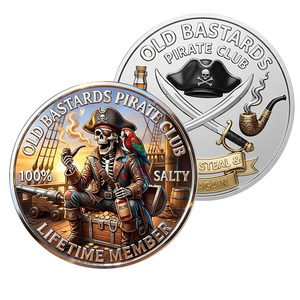Stock Old Bastards Hunting Club Pièce Commémorative en Métal, Motif <span class=keywords><strong>Chasseur</strong></span> Squelette, Chien Labrador, Scène Forestière, Souvenir de Collection - Product Image 5