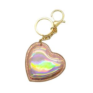 Porte-clés en cuir scintillant à paillettes irisées mousqueton en forme de coeur avec remplissage en coton pour les promotions - Product Image 3