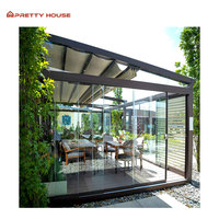 Auvent de jardin motorisé en alliage d'aluminium et PVC, coulissant et rétractable, facile à installer, avec télécommande et caractéristiques imperméables