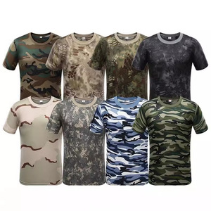 China precio barato seguridad táctica al por mayor 100% algodón cuello redondo deporte camuflaje entrenamiento camiseta hombres - Product Image 1