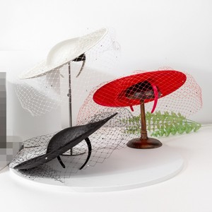 Mode femmes dames brillant Satin élégant kentucky derby fascinateurs chapeaux de mariage fête église chapeau maille voile - Product Image 5
